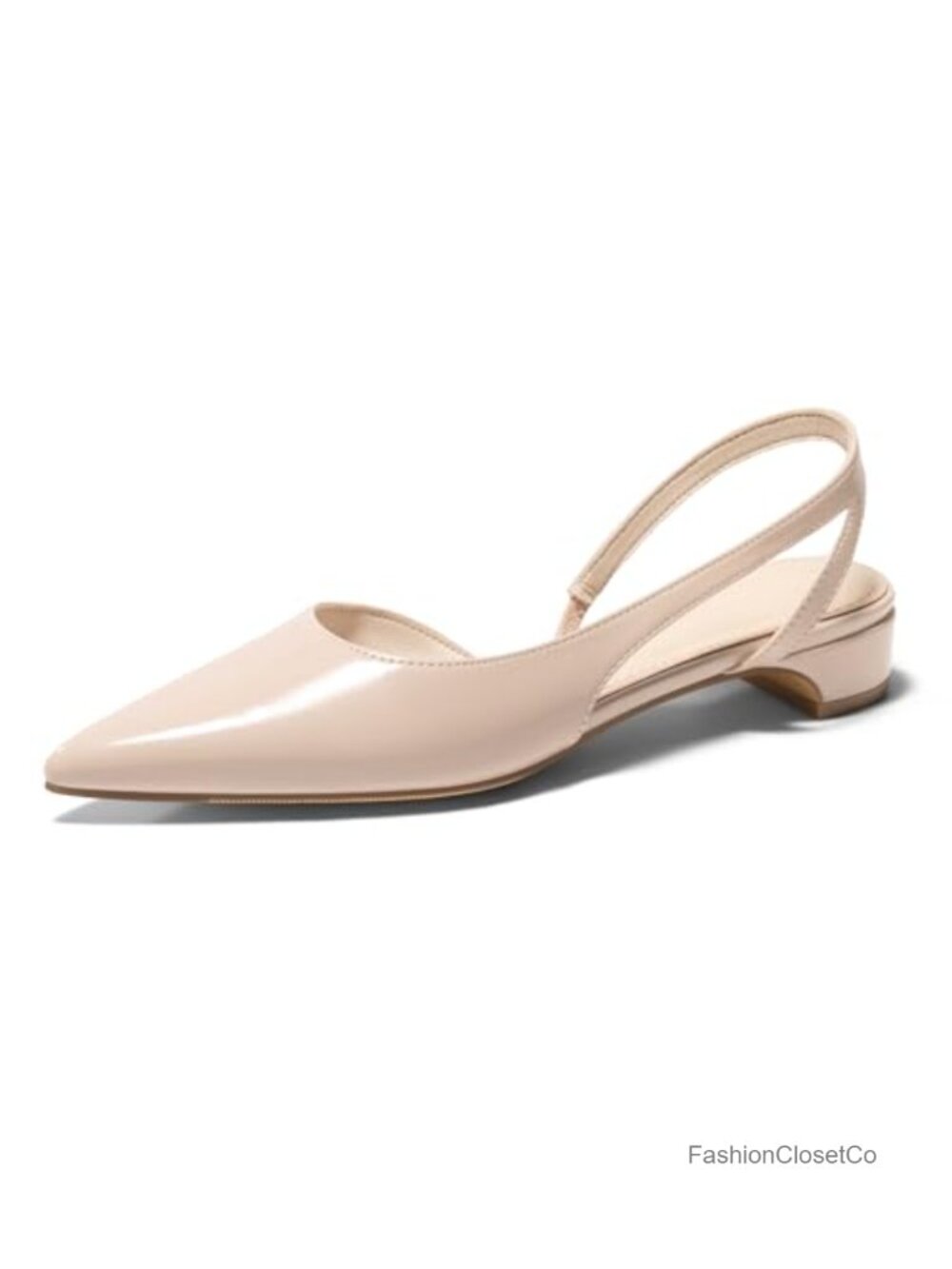Faux Leather Slingback D'Orsay Pumps Block Low Heels Closed Toe Office Dress